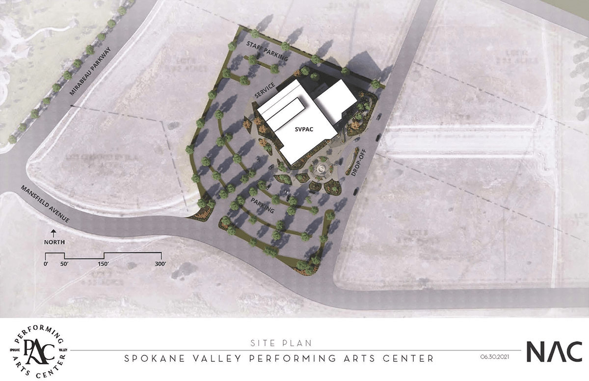 ariel view of new performing arts center and grounds